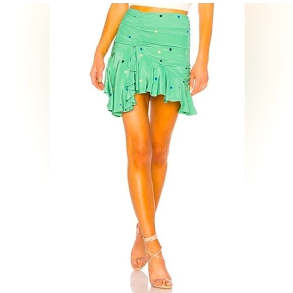 MAJORELLE Arabella Mini Skirt Green Starlight Size Medium - Picture 1 of 9